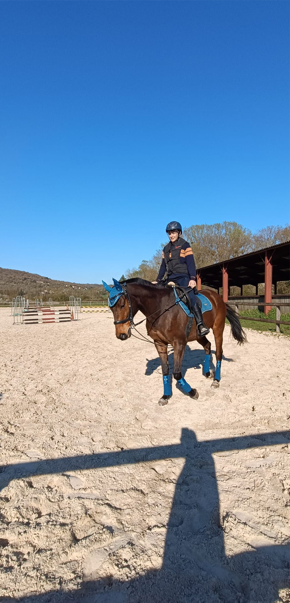Une propriétaire de cheval au centre équestre